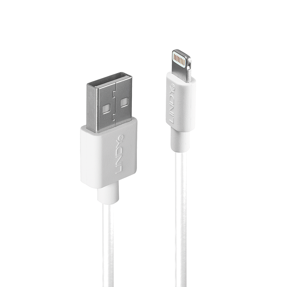 Lindy - Lightning-Kabel - Lightning männlich bis USB männlich - 3 m - weiß - halogenfrei - für Apple iPad/iPhone/iPod (Lightning)