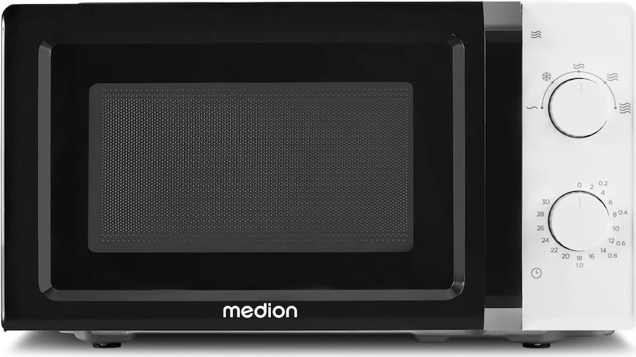 Medion MD 11475 Mikrowelle schwarz 20l -  700 Watt Leistung - 20l Garraumvolumen  30 Minuten Timer - Innenbeleuchtung  Auftaufunktion  Drehteller (spülmaschinengeeignet) (50073776)
