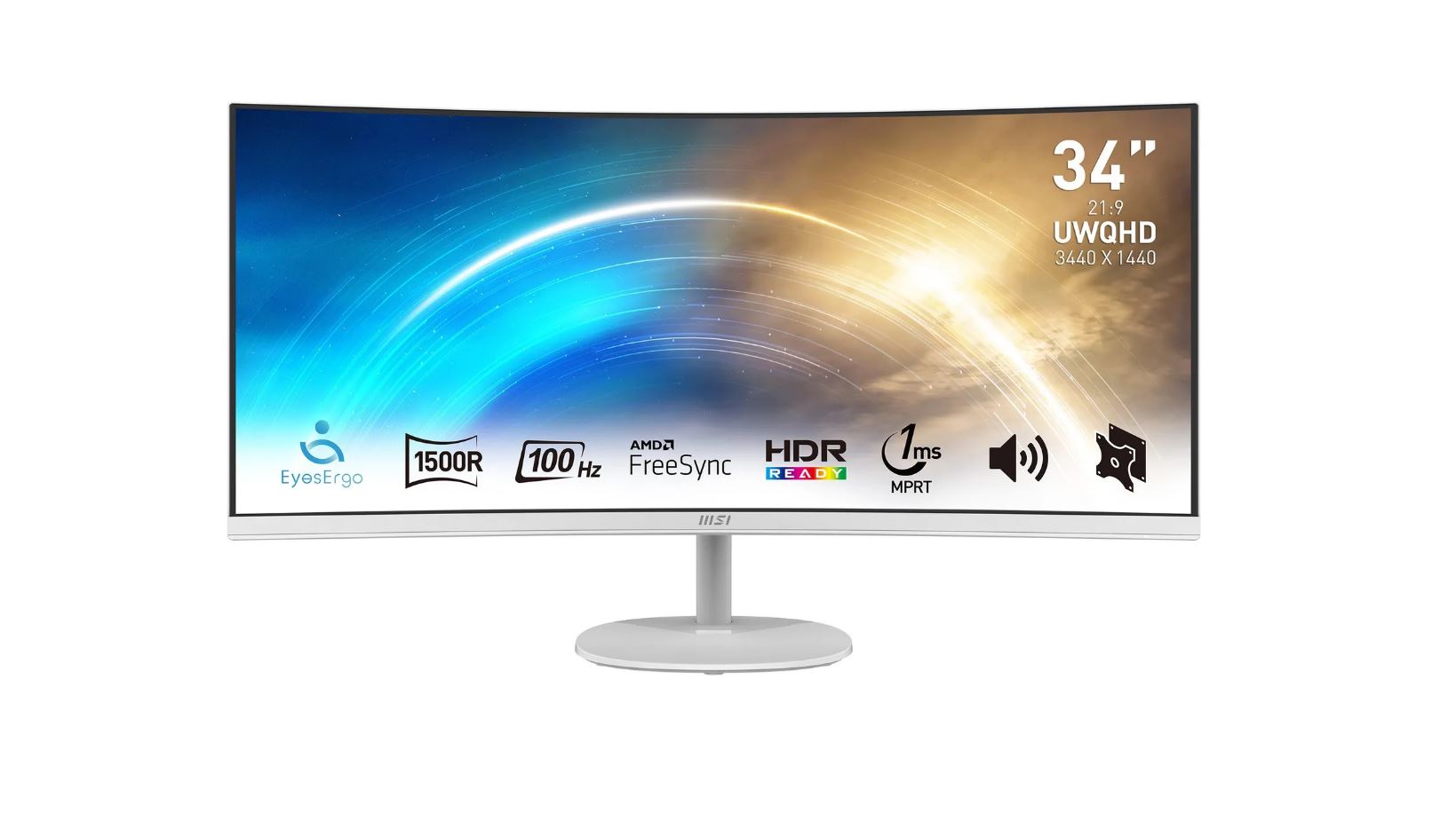 MSI Pro MP341CQWDE 86,4cm (34) UWQHD VA Office Monitor Curved 21:9 HDMI/DP 100Hz [Energieklasse G] (9S6-3PB2CT-038)