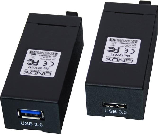 LINDY USB 3.1 Gen1 Fibre Optic Extender (Transmitter and Receiver units) - USB-Erweiterung - USB 3.0, USB 3.1 - bis zu 400 m