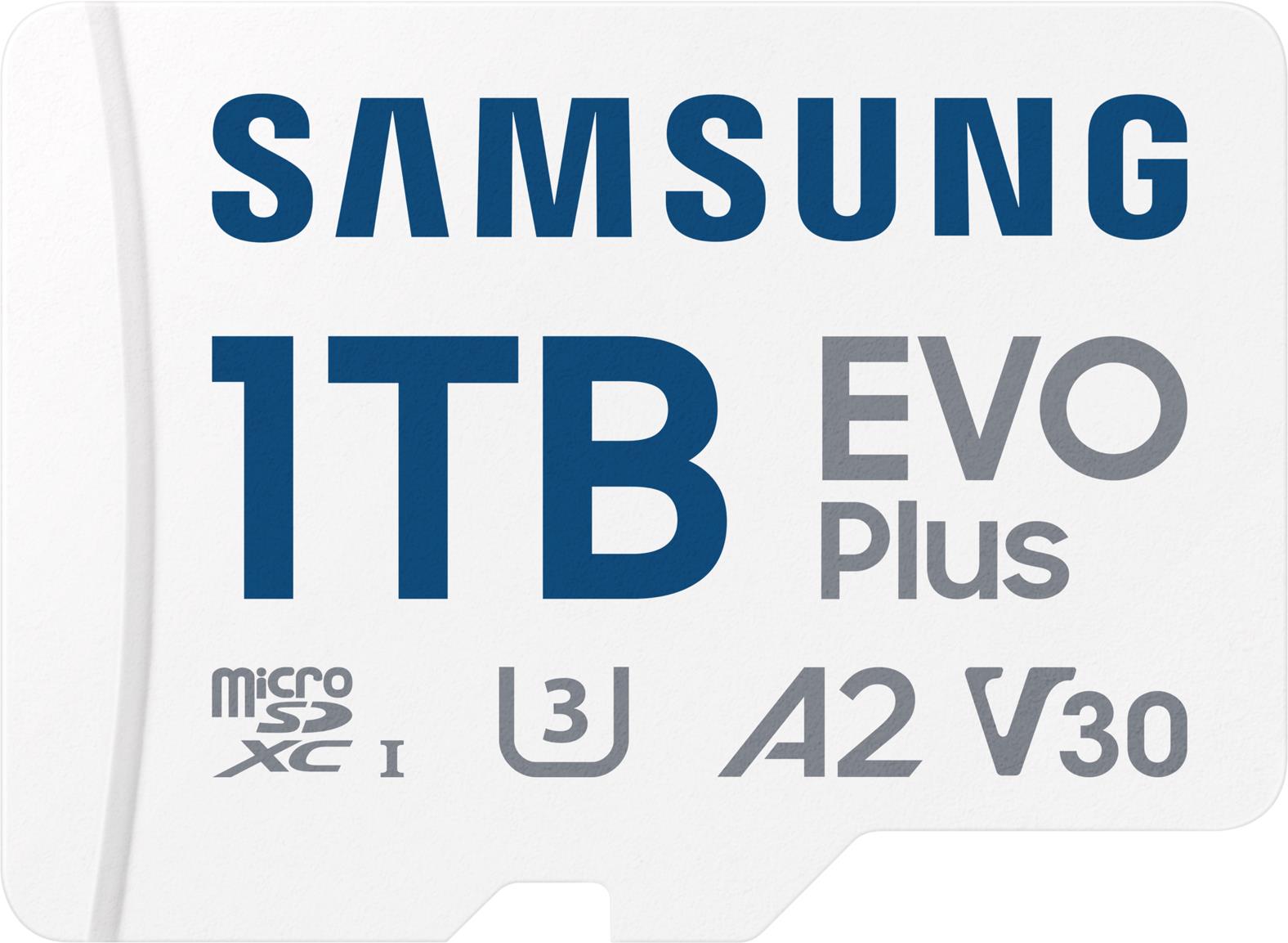 Samsung EVO Plus MB-MC1T0SA - Flash-Speicherkarte (microSDXC-an-SD-Adapter inbegriffen) - 1TB - A2 / Video Class V30 / UHS-I U3 / Class10 - microSDXC UHS-I (MB-MC1T0SA/EU)