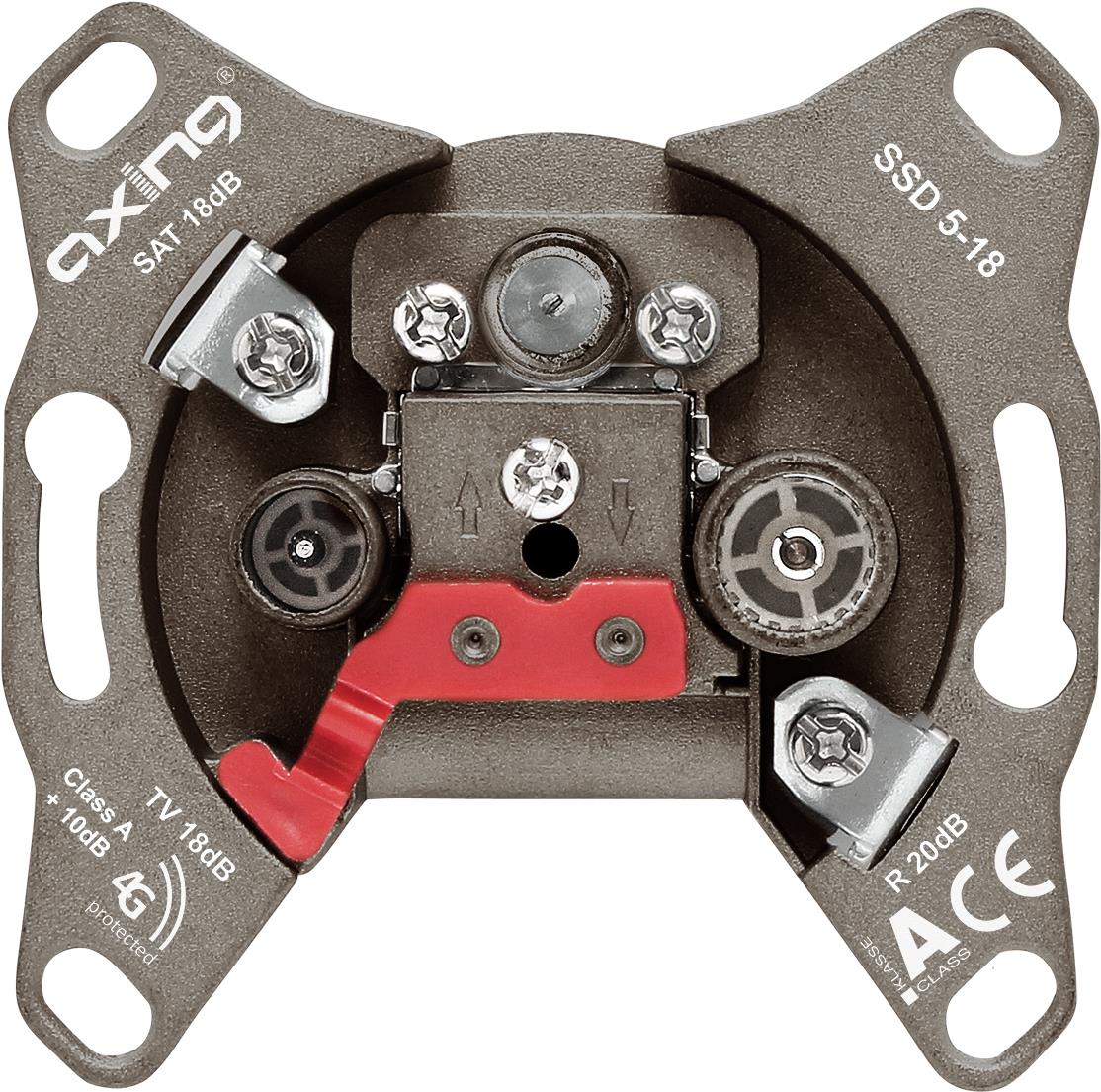 Axing SSD 5-18 SAT + TV + Radio Braun Steckdose (SSD 5-18)