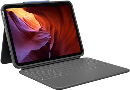 Logitech Rugged Folio - Tastatur und Foliohülle - Apple Smart connector - QWERTY - Italienisch - Graphite - für Apple 10.2 iPad Wi-Fi, 10.9 iPad Wi-Fi