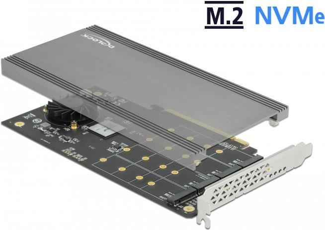 DeLOCK PCI Express x16 Card to 4 x internal NVMe M.2 Key M - Schnittstellenadapter - M.2 - Expansion Slot to M.2 - M.2 NVMe Card - 32 GBps - PCIe 3.0 x16