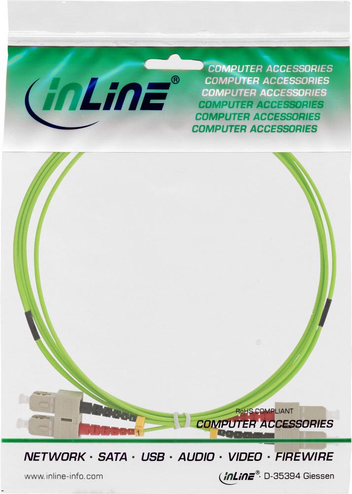 InLine - Patch-Kabel - SC multi-mode (M) bis SC multi-mode (M) - 7,5m - Glasfaser - 50/125 Mikrometer - OM4 - halogenfrei - grün (83575Q)