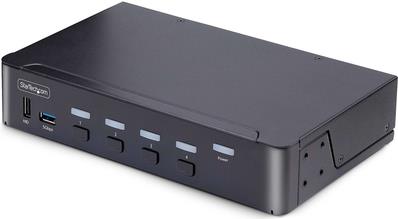 StarTech.com 4-Port DisplayPort 1,4 KVM Switch, 8K 60Hz / 4K 144Hz, 2x USB 3,0 Ports, 4x USB 2,0 Ports, Hotkey Switching, TAA Compliant (D86A2-4-PORT-8K-KVM) - KVM-/Audio-/USB-Switch - 4 x KVM/Audio/USB - 1 lokaler Benutzer - Desktop - TAA-konform (D86A2-