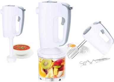 Emerio Handmixer mit Knethaken, Quirle, Zerkleinerer (HMS-113257.11)