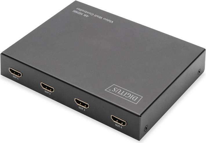 DIGITUS - Videowand-Controller - HDMI - HDMI - HDMI - 4 x HDMI - Schwarz