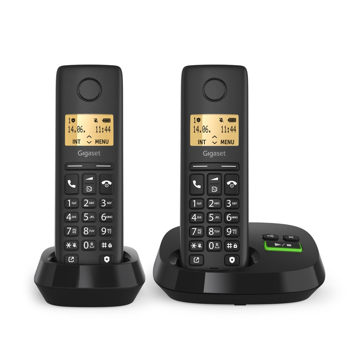 Gigaset PURE 100A Duo - Schnurlostelefon - Anrufbeantworter mit Rufnummernanzeige - ECO DECTGAP - Schwarz + zusätzliches Handset (L36852-H3125-R101)