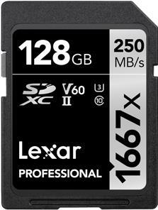 Lexar Professional - Flash-Speicherkarte - 128GB - Video Class V60 / UHS-II U3 / Class10 - 1667x - SDXC UHS-II (LSD128CB1667)