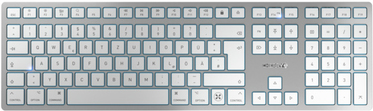 CHERRY KW 9100 SLIM - Tastatur - kabellos - 2,4 GHz, Bluetooth 4,0 - QWERTZ - Deutsch - Tastenschalter: CHERRY SX - weiß, Silber - für Apple iMac, Mac mini, Mac Pro, MacBook, MacBook Air, MacBook Pro (JK-9110DE-1)