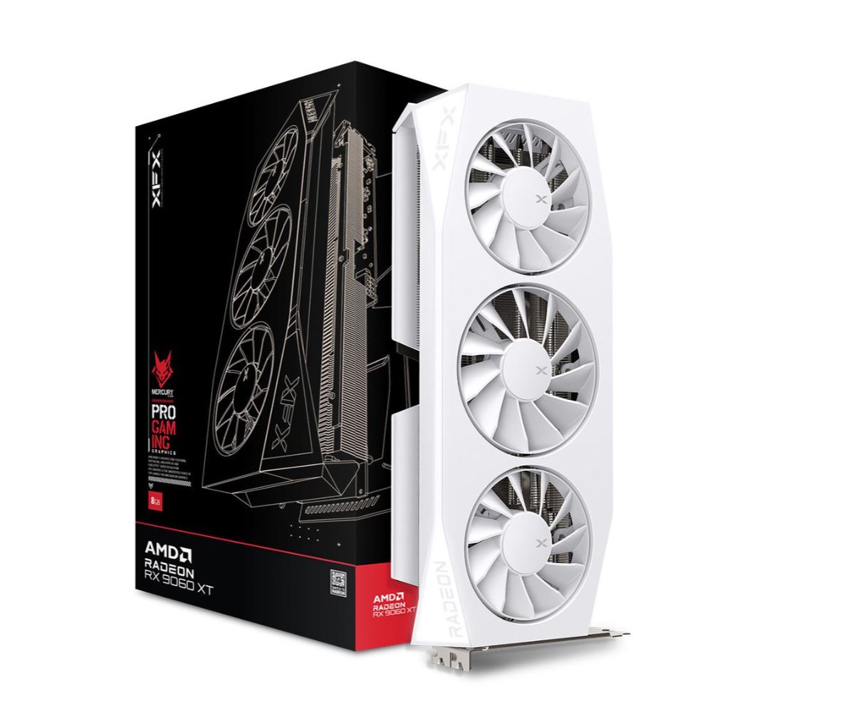 XFX VGA Radeon RX9060XT Mercury OC Gaming WHITE 2xDP/1xHDMI AMD Radeon - Grafikkarte (RX-96TMERCW9)