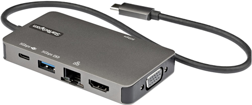 StarTech.com USB-C Multiport Adapter - USB-C auf 4K 30Hz HDMI oder 1080p VGA - USB Typ-C Mini Dock mit 100W Power Delivery Passthrough - 3-Port USB Hub 5 Gbit/s - GbE - 30cm Kabel - USB 3.2 Gen 1 (3.1 Gen 1) Type-C - HDMI - RJ-45 - USB 3.2 Gen 1 (3.1 Gen