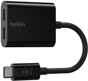 Belkin Connect Audio + Charge - USB-C auf USB-C Kopfhörer-/Ladeadapter - Audio/USB - USB-C (M) bis USB-C (W) - 14 m - Schwarz - USB Power Delivery (60W)