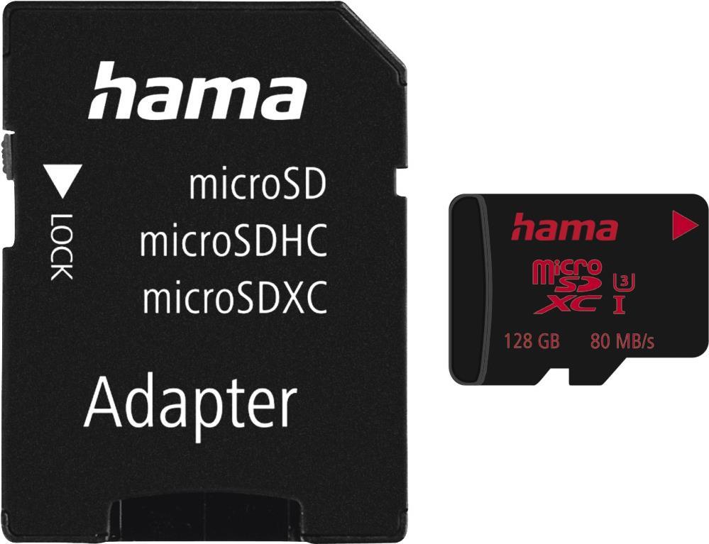Hama - Flash-Speicherkarte (microSDXC-an-SD-Adapter inbegriffen) - 128 GB - UHS Class 3 - microSDXC UHS-I