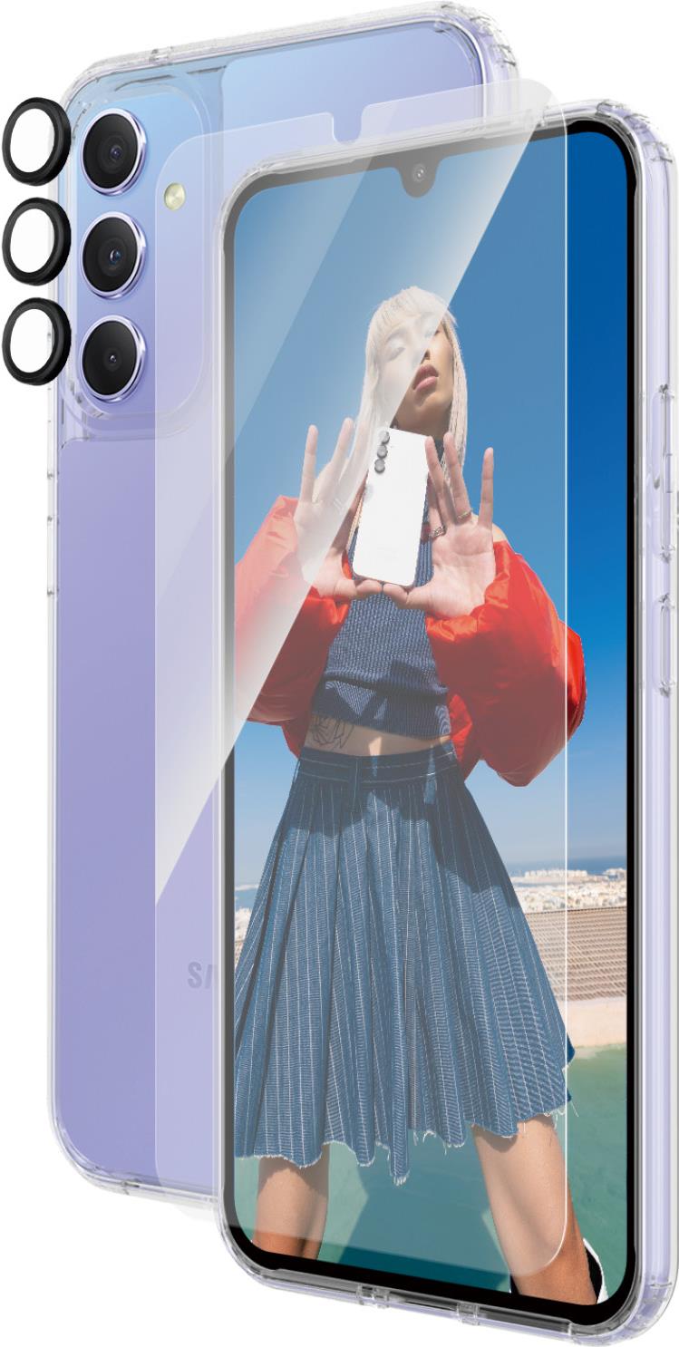 PanzerGlass ® 3-in-1 Schutz Set Samsung Galaxy New A34 5G - Ultra-Wide Fit. Markenkompatibilität: Samsung, Kompatibilität: Samsung - Galaxy new A34 5G. Trockene Anwendung. Schutzfunktion: Kratzresistent, Schockresistent. Material: Polyethylenterephthalat,