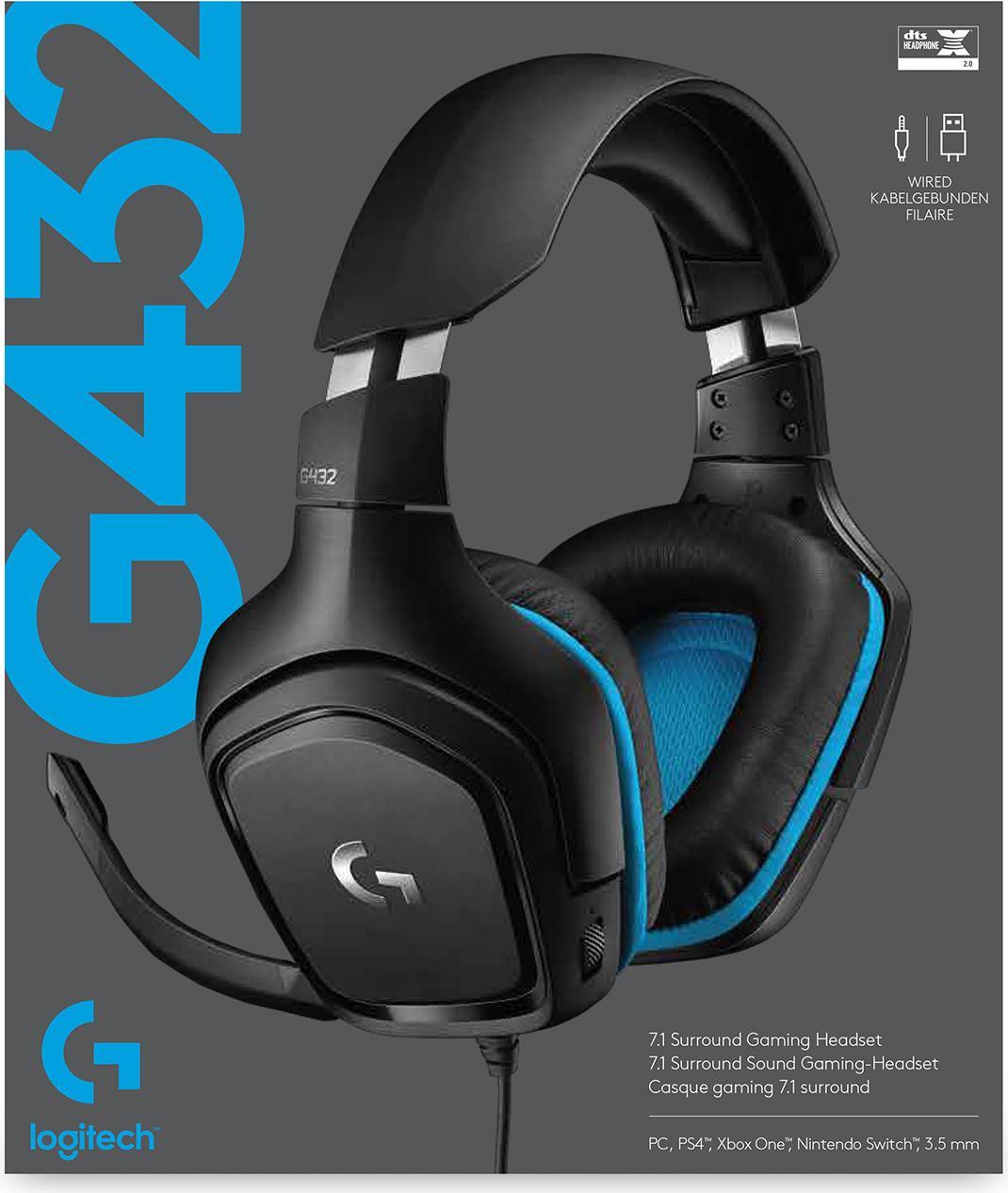 Logitech Gaming Headset G432 - Headset - 7.1-Kanal - ohrumschließend - kabelgebunden - USB, 3,5 mm Stecker - Schwarz (981-000770)