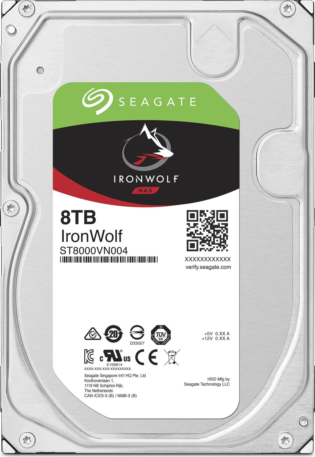 Seagate IronWolf ST8000VN004 - Festplatte - 8TB - intern - 3.5 (8,9 cm) - SATA 6Gb/s - 7200 U/min - Puffer: 256MB (ST8000VN004)