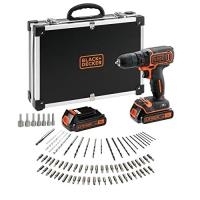 Black & Decker Akkuschrauber BDCDC18BAFC + 80tlg. Zubehör 18V, 2x 1,5Ah Li Akkus, 80tlg. (BDCDC18BAFC)