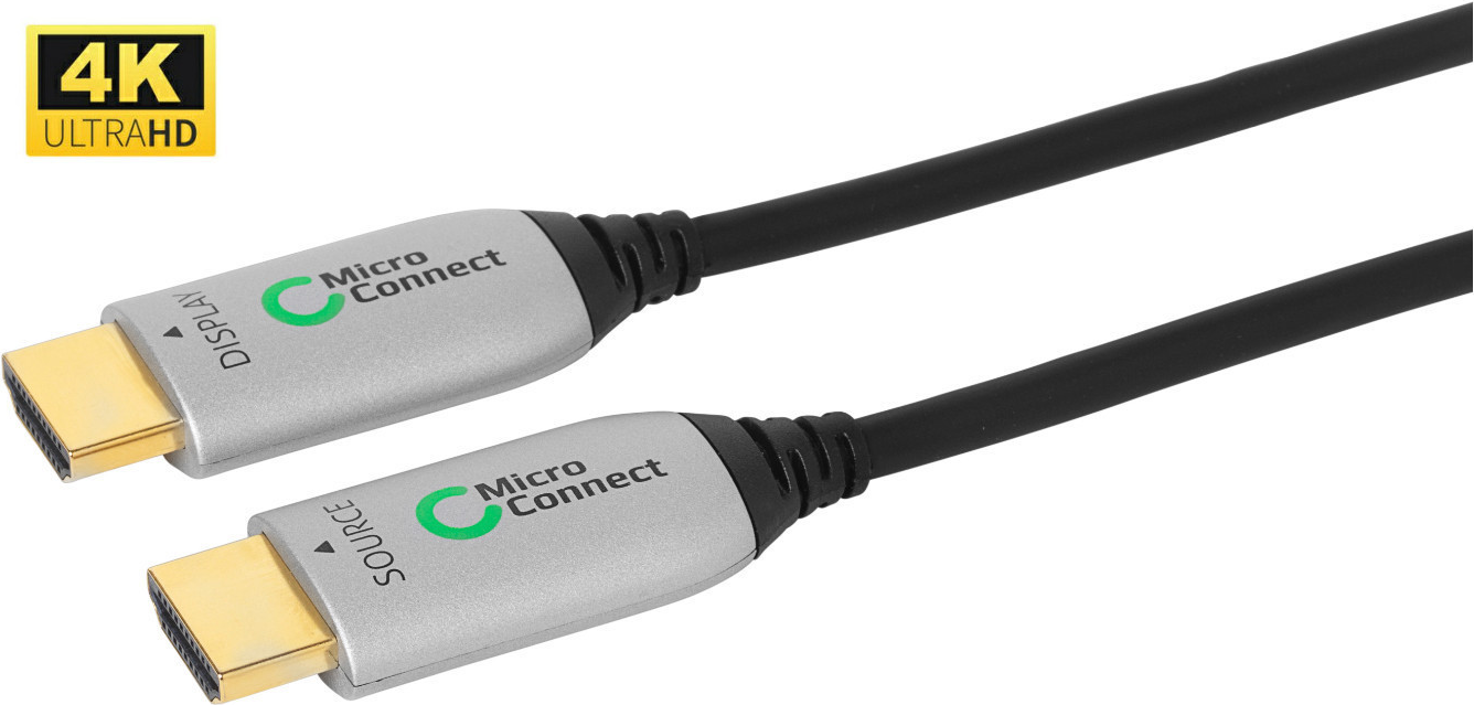 MicroConnect Premium - HDMI-Kabel mit Ethernet - HDMI männlich zu HDMI männlich - 15 m - Hybrid Kupfer/Kohlefaser - Schwarz - HAOC-Kabel (Hybrid Active Optical Cable), Dolby TrueHD-Unterstützung, unterstützt 4K 60 Hz (4096 x 2160)