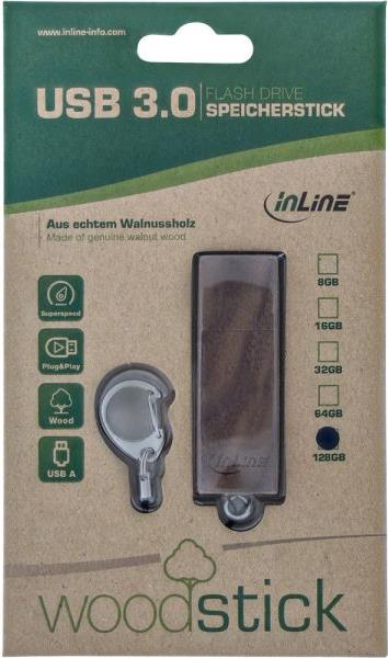 InLine USB 3.0 128GB - Schwarz - Silber - USB 3.0 - Drehring - Kunststoff - Stahl - Blister - Windows 10 Education - Windows 10 Education x64 - Windows 10 Enterprise - Windows 10 Enterprise x64 - Wi (35065W)