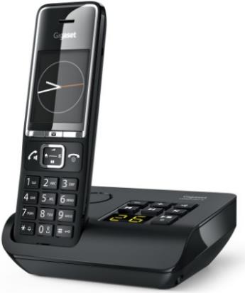 Gigaset COMFORT 550A. Typ: Analoges Telefon, Hörertyp: Kabelloses Mobilteil. Freisprecheinrichtung. Maximum Innenabstand: 50 m, Maximum Außenabstand: 300 m. Telefonbuch Kapazität: 200 Eintragungen. Anrufer-Identifikation. Bildschirmdiagonale: 5,59 cm (2.2