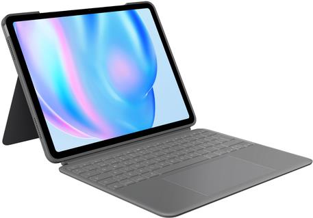 Logitech Combo Touch - Tastatur und Foliohülle - mit Trackpad - hintergrundbeleuchtet - Apple Smart connector - QWERTY - Spanisch - Oxford Gray - für Apple 13-inch iPad Air (M2) (920-012614)