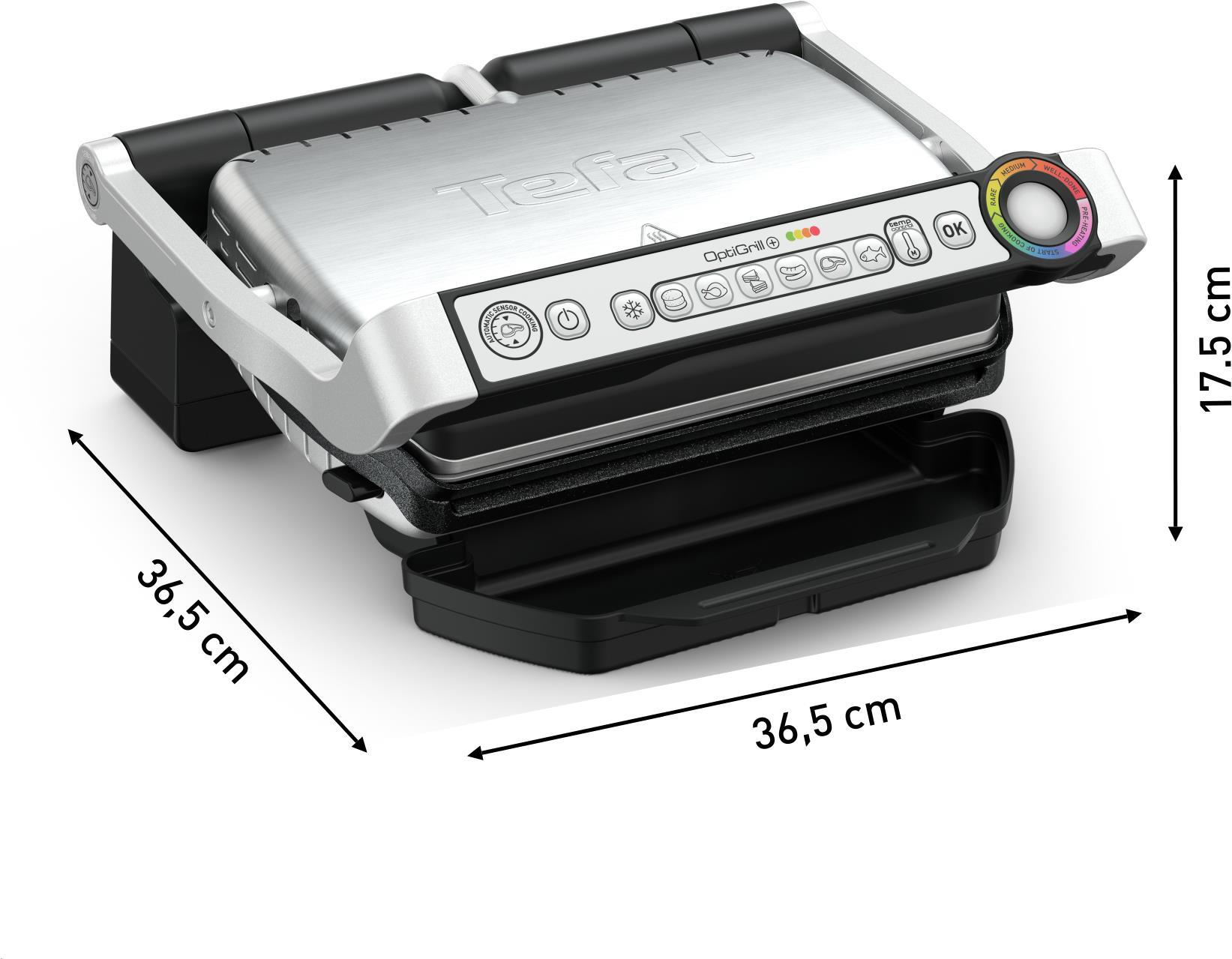 Tefal OptiGrill + Optigrill+ Snacking&Baking GC714D - Edelstahl - Rechteckig - 600 cm² - Aluminium - Thermoplast - Fertig - Temperatur (GC714D)