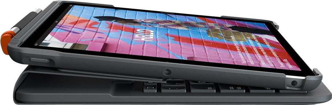 Logitech Slim Folio - Tastatur und Foliohülle - kabellos - Bluetooth LE - QWERTY - GB - Oxford Gray - für Apple 10.2  iPad Wi-Fi, 10.5  iPad Pro Wi-Fi, 10.9  iPad Wi-Fi, iPad Air Wi-Fi
