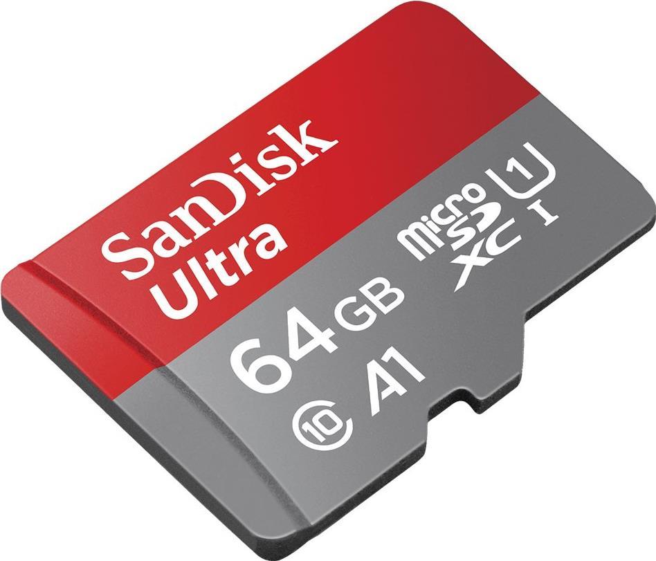 SanDisk Ultra - Flash-Speicherkarte (microSDXC-an-SD-Adapter inbegriffen) - 64 GB - A1 / UHS-I U1 / Class10 - microSDXC UHS-I