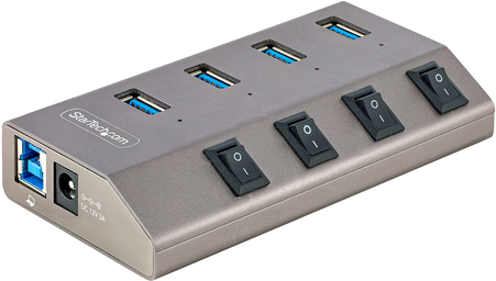 StarTech.com 4-Port Self-Powered USB-C Hub with Individual On/Off Switches, USB3.0 5Gbps Expansion Hub w/Power Supply, Desktop/Laptop USB-C to USB-A Hub, 4x BC 1,2 (1,5A), USB Type C Hub - USB-C/A Host Cables (5G4AIBS-USB-HUB-EU) - Hub - 4 x USB 3,2 Gen 1