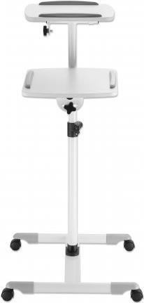 MANHATTAN Projektionstisch auf Rollen für Notebook und Beamer Zwei Ablagen für Geräte bis jeweils 10 kg, -/+ 35° neigbar, 360° schwenkbar, höhenverstellbar, grau/weiß (461726)