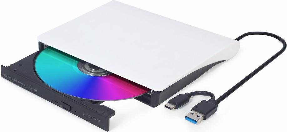 Gembird DVW EXT SLIM DVD-USB-031 white USB-C&3.1 DVD8x CD24x - DVD-Brenner - CD: 24x (DVD-USB-031-BW)