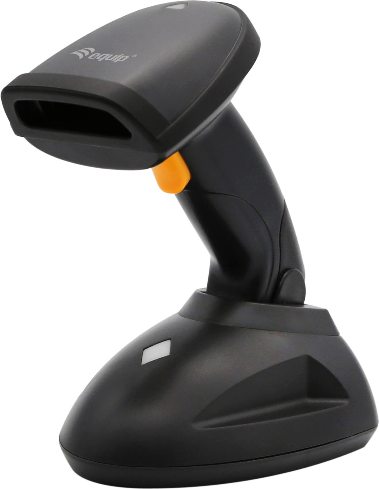 Equip Drahtloser 2D-Barcodescanner - Weite Entfernung - mit Ständer - Tragbares Barcodelesegerät - 1D/2D - LED - Codabar - Code 11 - Code 128 - Code 39 - Code 93 - EAN 128 - EAN-13 - EAN-8 - GS1 DataBar - ISBN - ISSN,... - Datenmatrix - PDF417 - QR Code -