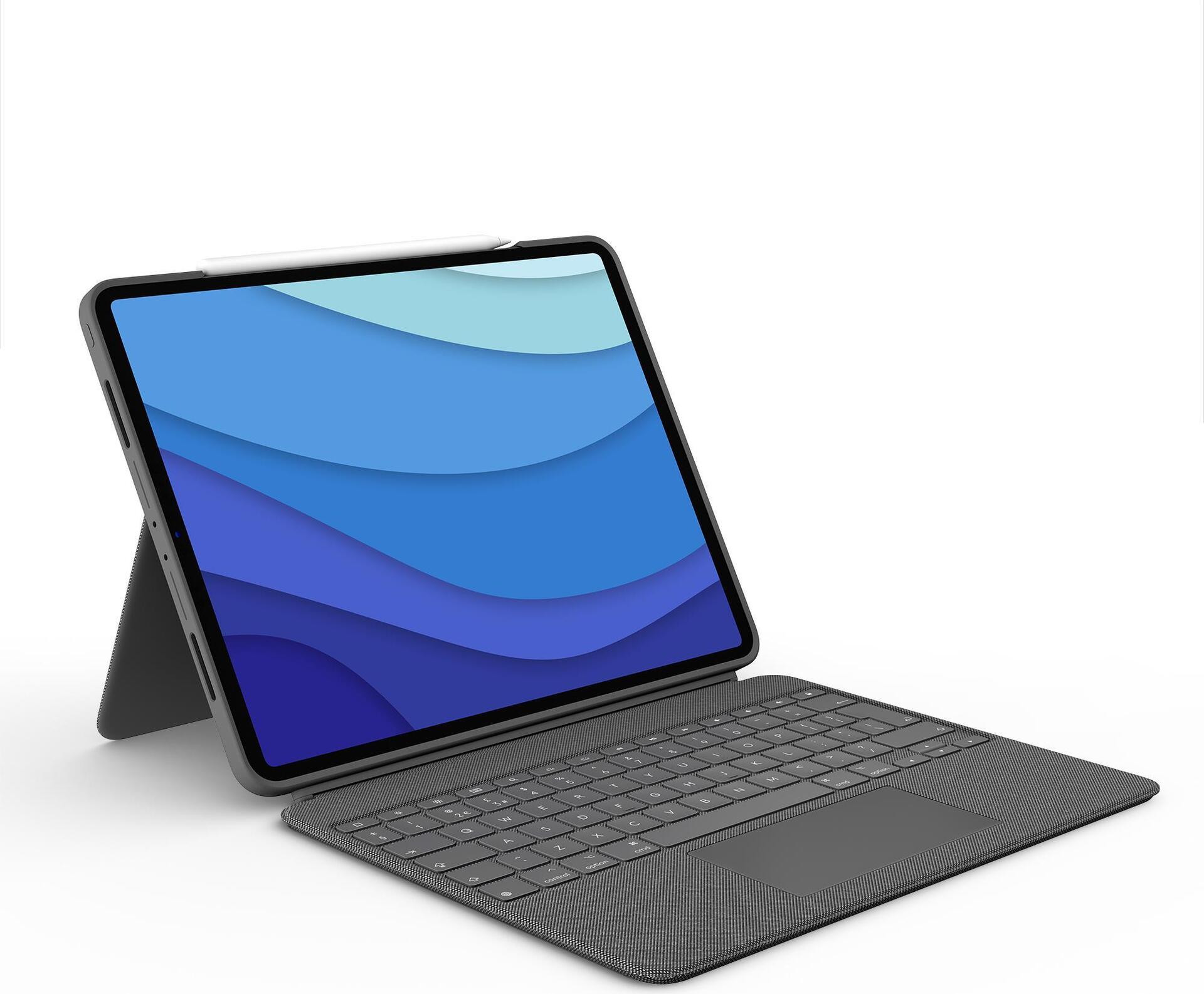 Logitech Combo Touch - Tastatur und Foliohülle - mit Trackpad - hintergrundbeleuchtet - Apple Smart connector - QWERTY - US International - Oxford Gray - für Apple 12.9 iPad Pro (5. Generation)
