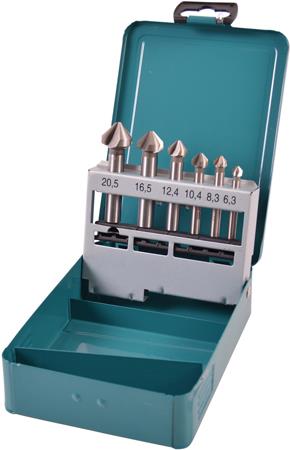 Makita - Bohrersatz - Kegelsenker - 6 Stücke - 6,3 mm, 12,4 mm, 16,5 mm, 8,3 mm, 10,4 mm, 20,5 mm - M5, M6, M8, M10, M4, M3 - 5 mm, 6 mm, 8 mm, 10 mm - zylindrisch - Länge: 50 mm, 60 mm, 56 mm, 45 mm, 63 mm - für Makita DHP453RFEW, DLX2497J (D-42204)