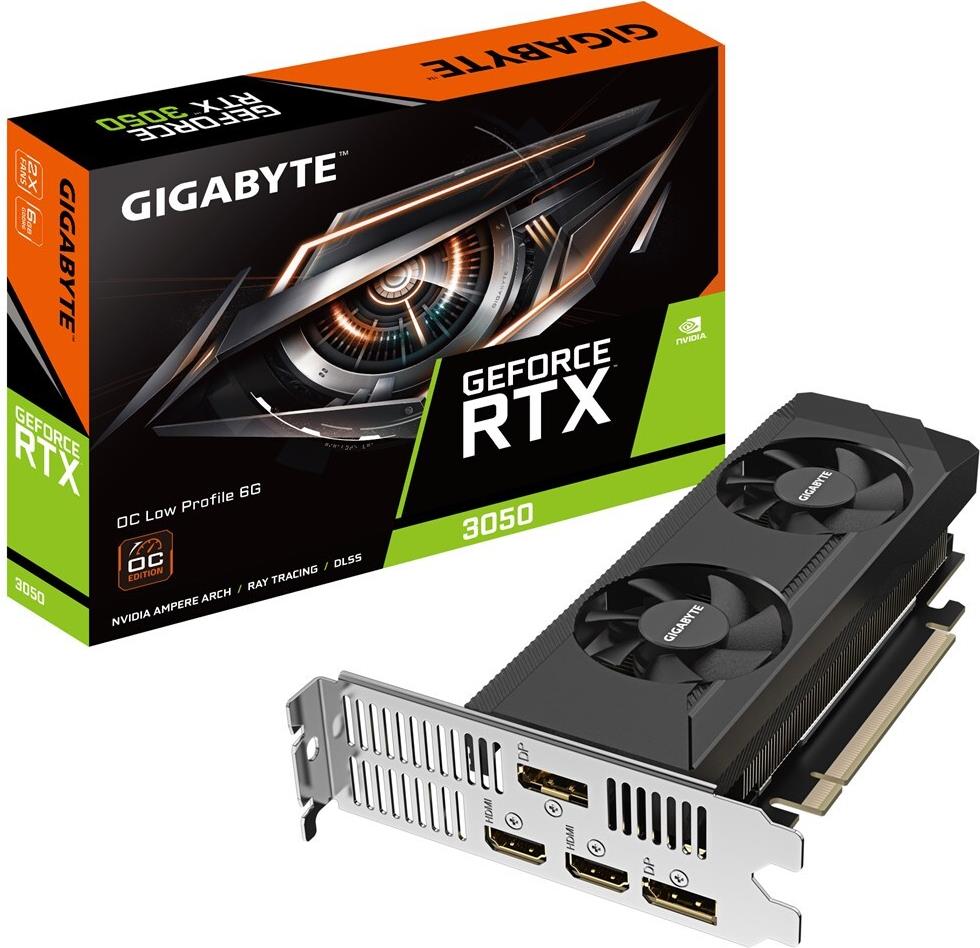 Gigabyte GeForce RTX 3050 OC 6G - Grafikkarten - GF RTX 3050 - 6GB GDDR6 - PCIe 4,0 Low-Profile - 2 x DisplayPort, 2 x HDMI - Box (GV-N3050OC-6GL)