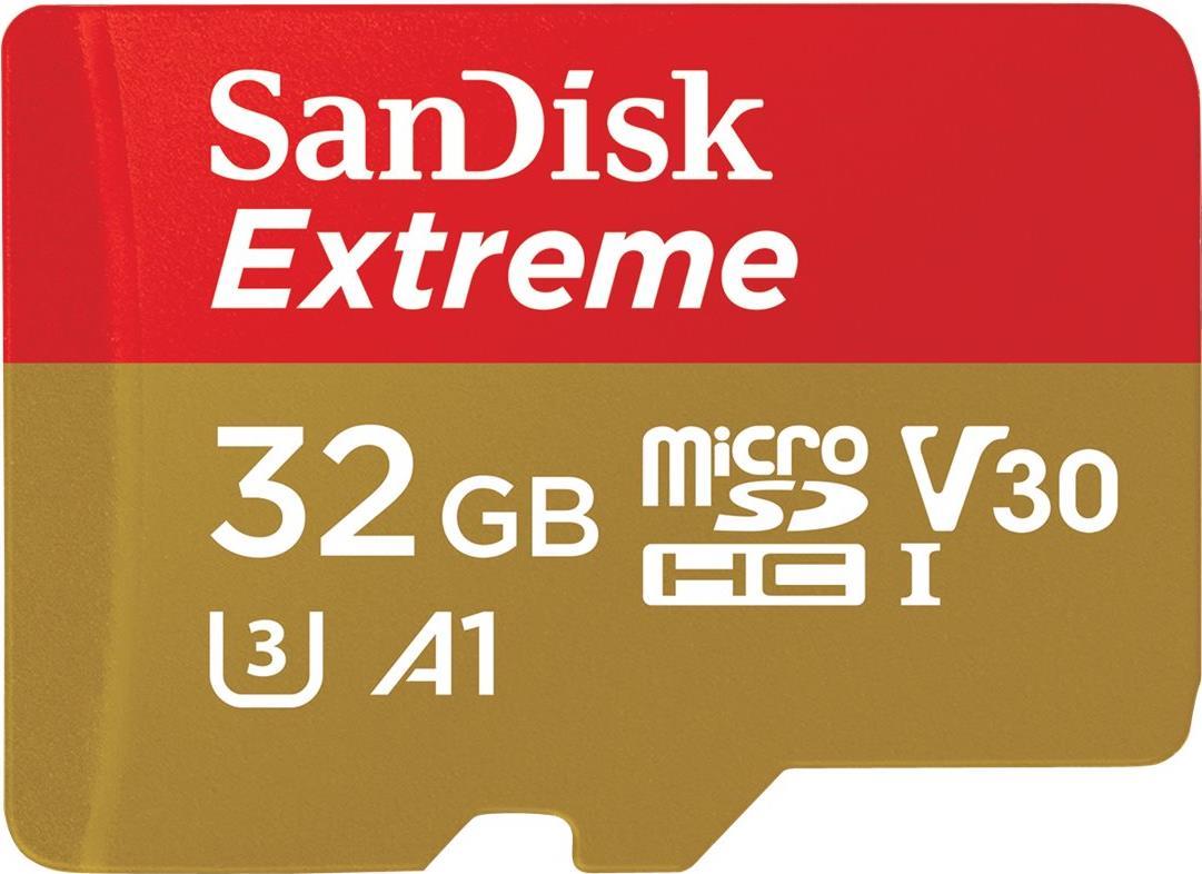 SanDisk Extreme - Flash-Speicherkarte - 32GB - A1 / Video Class V30 / UHS-I U3 / Class10 - microSDHC UHS-I (SDSQXAF-032G-GN6GN)