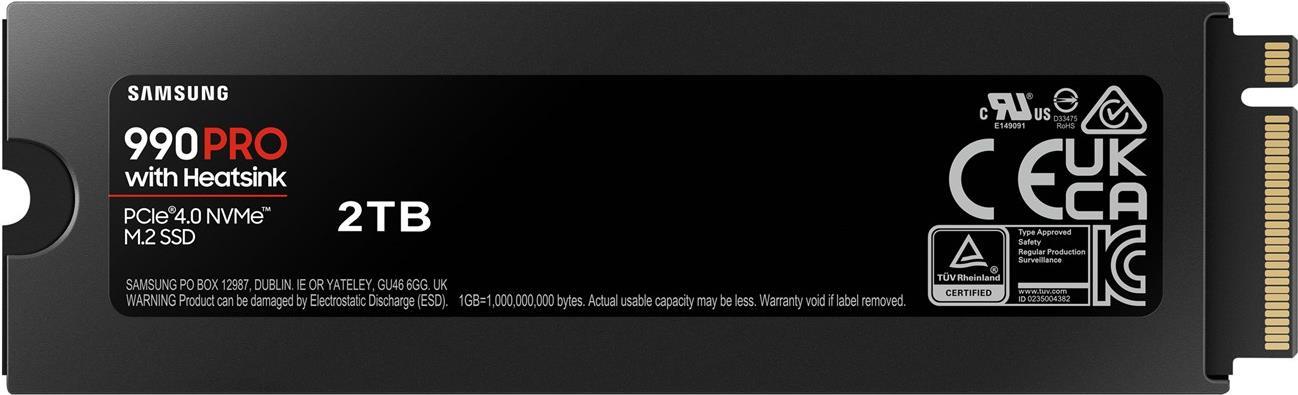 Samsung 990 PRO MZ-V9P2T0GW - SSD - verschlüsselt - 2TB - intern - M.2 2280 - PCIe 4,0 x4 (NVMe) - 256-Bit-AES - TCG Opal Encryption 2,0 - integrierter Kühlkörper - für Sony PlayStation 5 (MZ-V9P2T0GW)