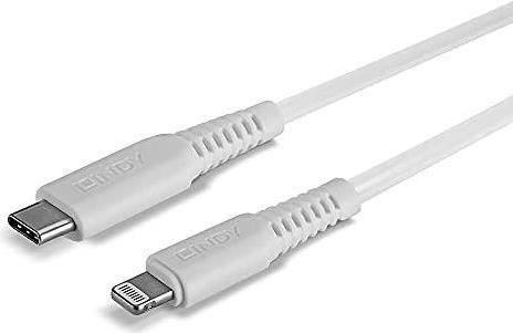 Lindy - Lightning-Kabel - USB-C männlich bis Lightning männlich - 1,0m - abgeschirmt - weiß - rund, unterstützt Stromversorgung - für Apple iPad/iPhone/iPod (Lightning) (31318)