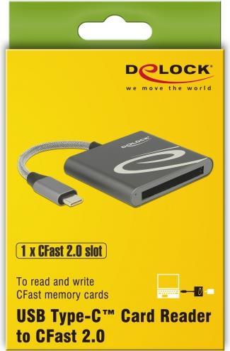 DeLOCK USB Type-C Card Reader for CFast 2,0 memory cards - Kartenadapter (CFast Card Typ I, CFast Card Typ II) - USB-C (91745)
