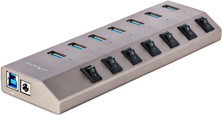 StarTech.com 7-Port Self-Powered USB-C Hub with Individual On/Off Switches, USB3.0 5Gbps Expansion Hub w/Power Supply, Desktop/Laptop USB-C to USB-A Hub, 7x BC 1,2 (1,5A), USB Type C Hub - USB-C/A Host Cables (5G7AIBS-USB-HUB-EU) - Hub - 7 x USB 3,2 Gen 1