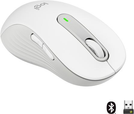 Logitech Signature M650 L LEFT - Maus - Größe L - Für Linkshänder - optisch - 5 Tasten - kabellos - 2,4 GHz, Bluetooth - Logitech Logi Bolt USB-Receiver - Off-White (910-006240)