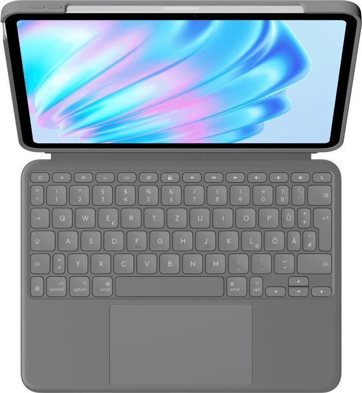 Logitech Combo Touch - Tastatur und Foliohülle - mit Trackpad - hintergrundbeleuchtet - Apple Smart connector - QWERTZ - Deutsch - Oxford Gray - für Apple 10,9-inch iPad Air, 11-inch iPad Air (920-012629) - Sonderposten