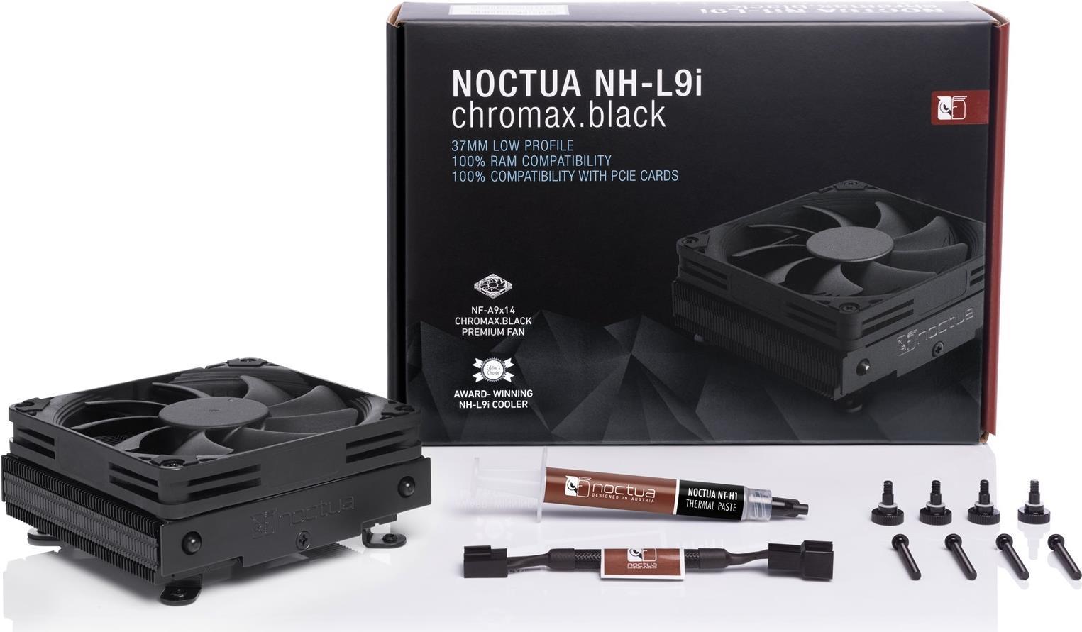 Noctua chromax NH-L9i - Prozessor-Luftkühler - (für: LGA1156, LGA1155, LGA1150, LGA1151, LGA1200) - Kupfer-Bodenplatte und vernickelte Aluminium-Finnen - 92 mm - Schwarz (NH-L9i CH.BK)
