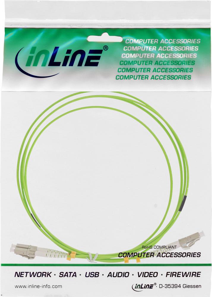 InLine - Patch-Kabel - SC multi-mode (M) bis SC multi-mode (M) - 25,0m - Glasfaser - 50/125 Mikrometer - OM5 - halogenfrei - grün (88525Q)