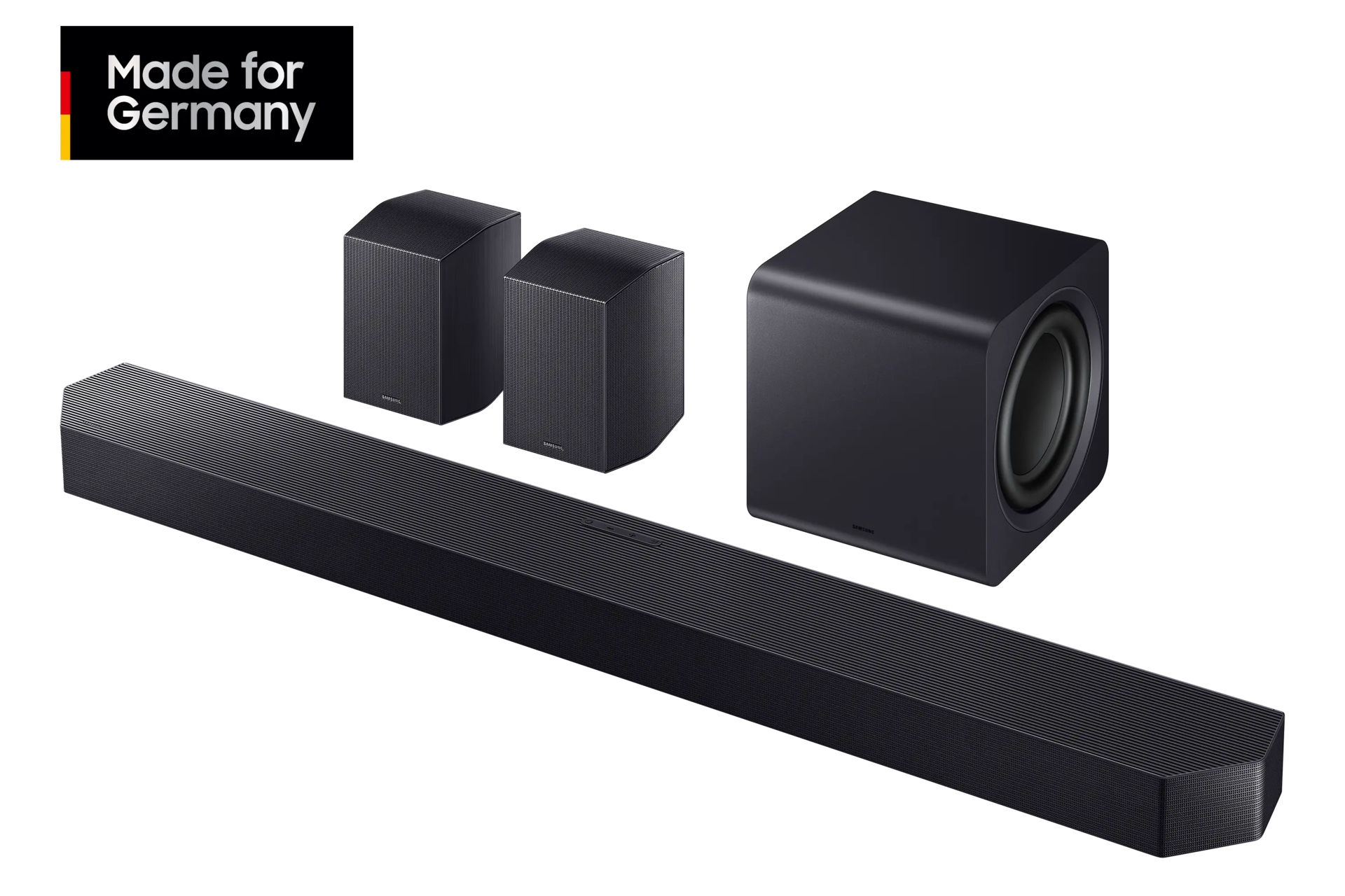 Samsung Q-Serie HW-Q995GF 11.1.4-Kanal Soundbar Schwarz Bluetooth®, Dolby Atmos®, inkl. kabellosem Subwoofer, Wandbefestigung, WLAN (HW-Q995GF/ZG)