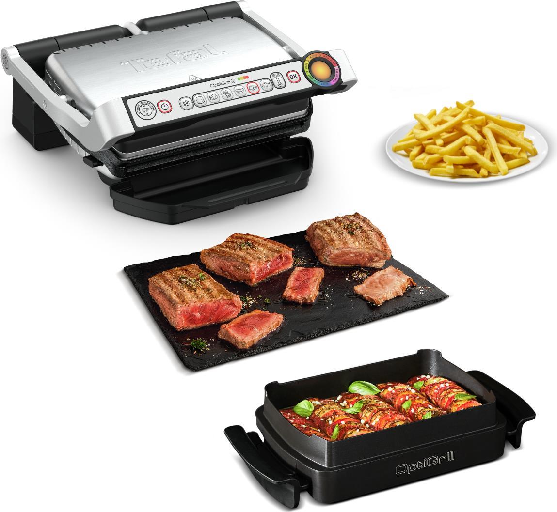 Tefal OptiGrill+ GC714D Kontaktgrill 2000W Edelstahl 600 cm² Sensor-Technologie