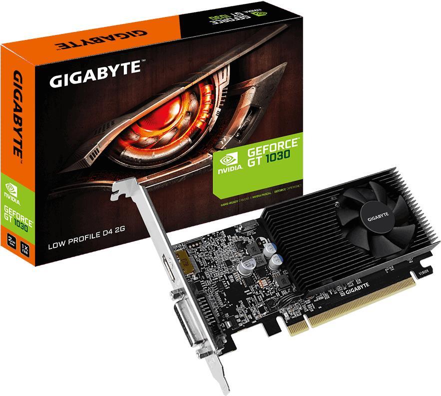 Gigabyte GT 1030 Low Profile D4 2G - Grafikkarten - GF GT 1030 - 2GB DDR4 - PCIe 3.0 Low-Profile - DVI, HDMI (GV-N1030D4-2GL)
