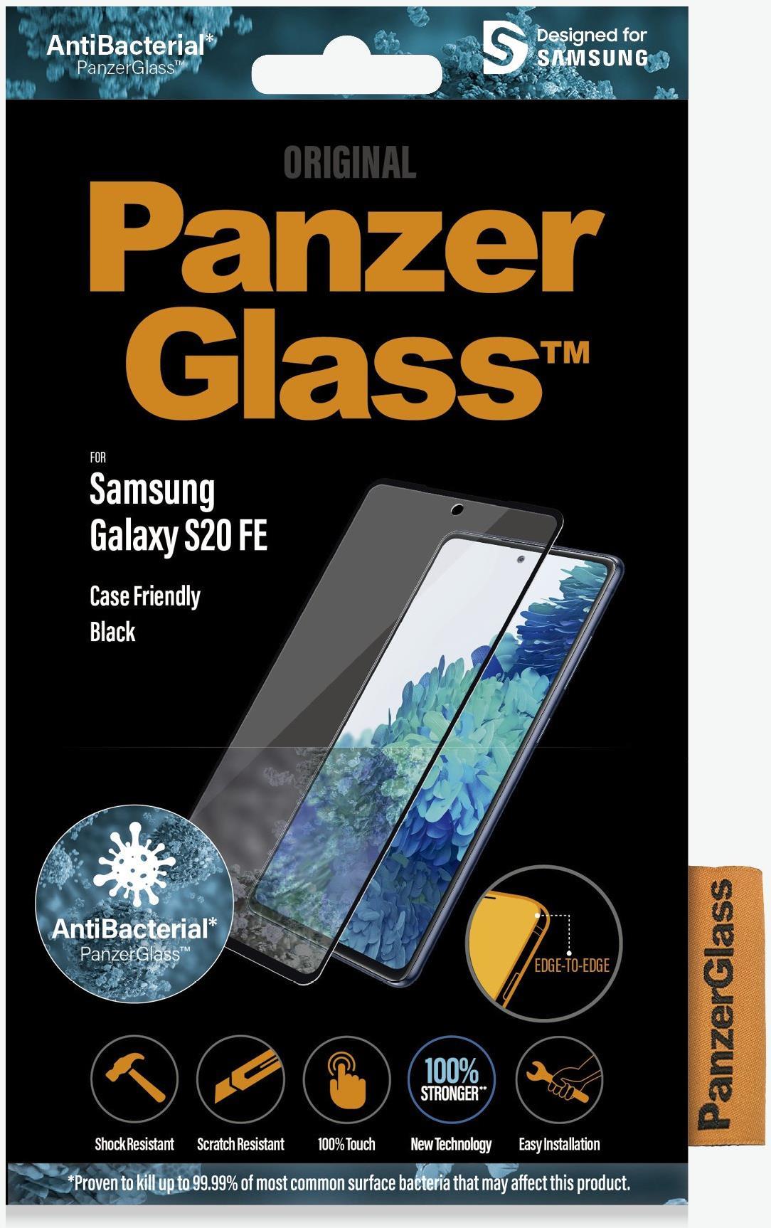PanzerGlass Edge-to-Edge - Bildschirmschutz für Handy - Glas - kristallklar, Black Border - für Samsung Galaxy S20 FE, S20 FE 5G